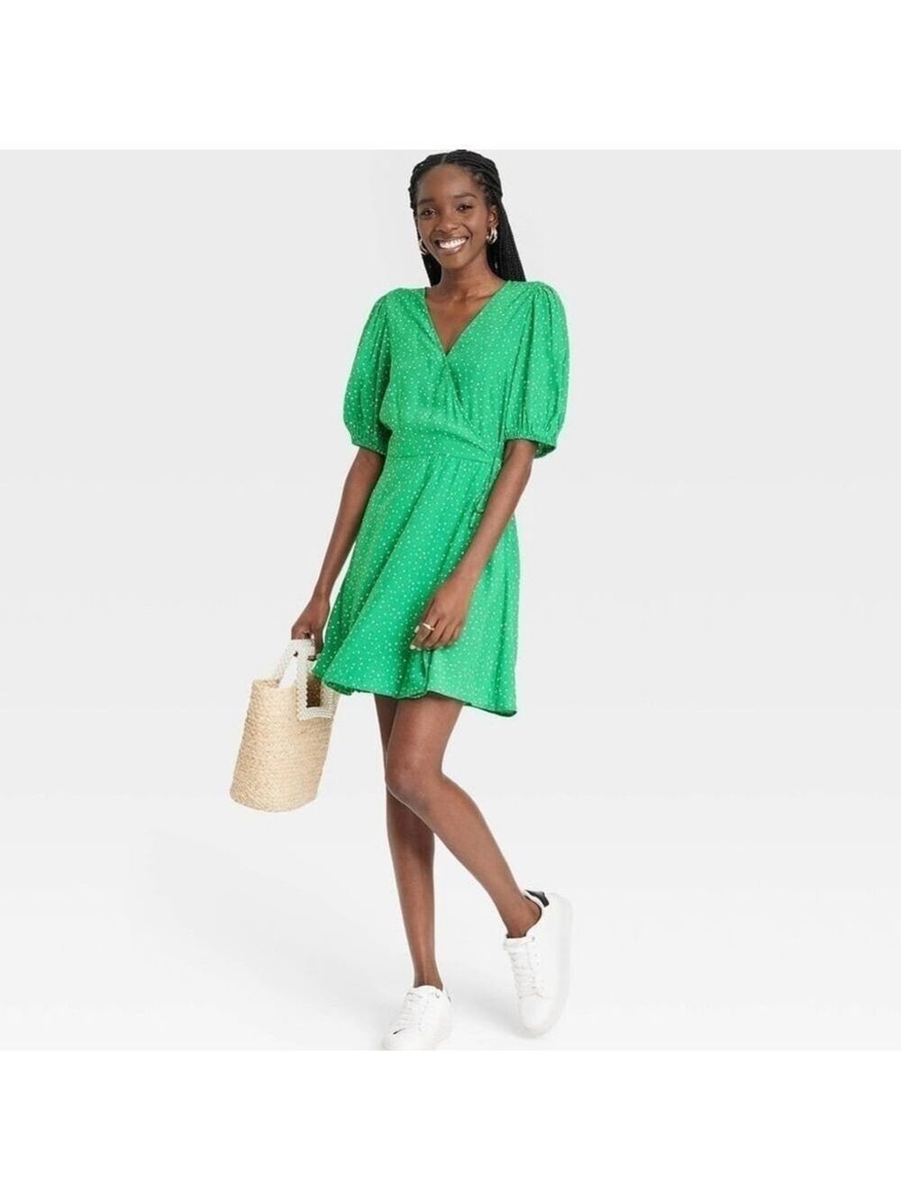 A New Day Green Mini Wrap Dress Size Medium